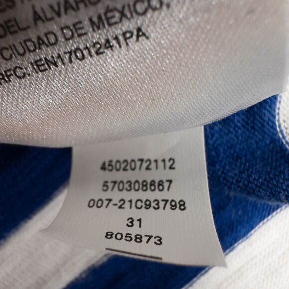 Chicos Cotton Slub Stripe Button Back Tee Womens 2 (L) Seafaring Blue Nautical - Picture 15 of 15